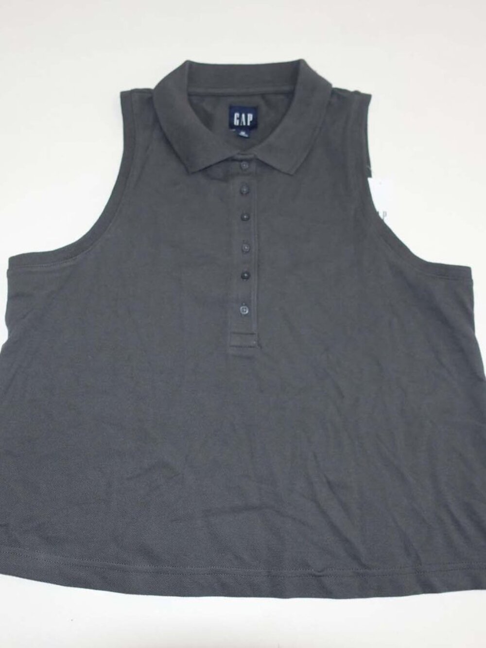 Gap Women's Cropped Pique Sleeveless Polo Shirt Size Medium NWT Gray Cotton M